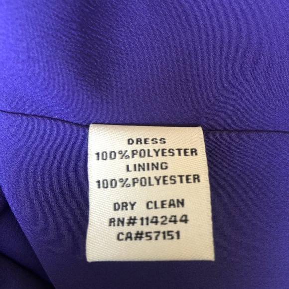 Eliza J Pleated Crepe Belted Lined Dress with Pockets. zip back. Indigo color. - Picture 6 of 8